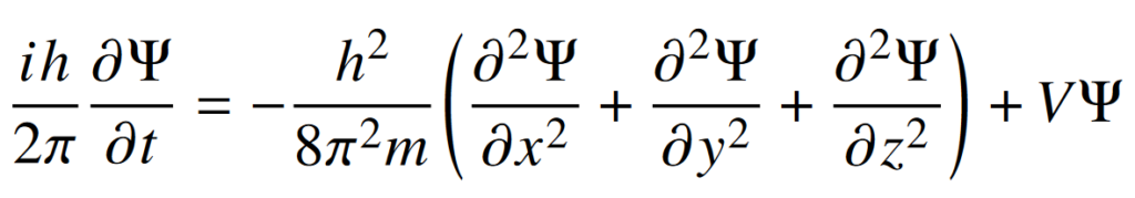 La solución de esta ecuación está dada por la ecuación de onda Ψ(x,y,z,t).